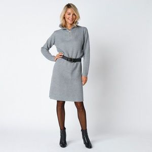 Blancheporte Pulovrové šaty se stojáčkem na zip, mohérové na dotek šedý melír 54 obraz