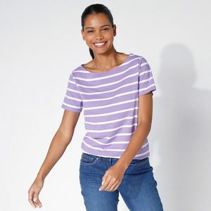Blancheporte Pruhované tričko s krátkými rukávy lila/bílá 56 obraz
