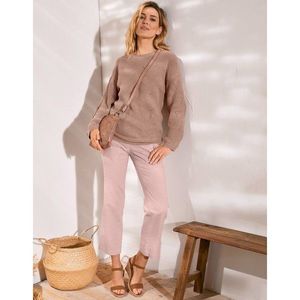 Blancheporte 7/8 rovné kalhoty s pružným pasem růžová pudrová 54 obraz