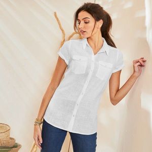 Blancheporte Jednobarevná košile s krátkými rukávy bílá 52 obraz