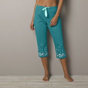 Blancheporte 3/4 pyžamové kalhoty s potiskem květin na koncích nohavic smaragdová 54 obraz