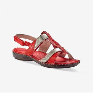 Blancheporte Dvoubarevné kožené sandály, červené červená/zlatá 40 obraz