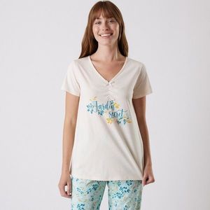 Blancheporte Pyžamové tričko s krátkými rukávy a potiskem "Jardin secret" režná 54 obraz