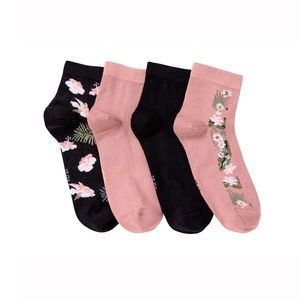 Blancheporte Sada 4 párů kotníkových ponožek se sladěným tropickým motivem černá/růžová 39/42 obraz