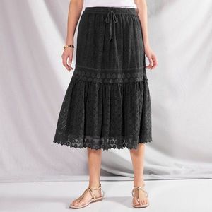 Blancheporte Krajková midi sukně s macramé černá 54 obraz