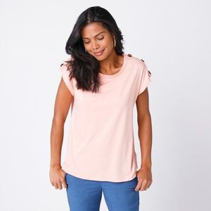 Blancheporte Jednobarevné tričko s knoflíčky meruňková 54 obraz