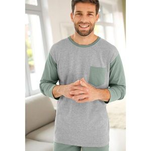 Blancheporte Pyžamové dvoubarevné tričko s dlouhými rukávy šedá/zelená 127/136 (3XL) obraz