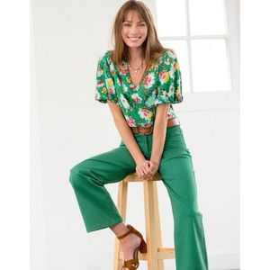 Blancheporte Široké plátěné kalhoty zelená 54 obraz
