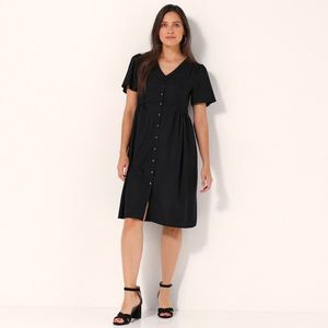 Blancheporte Rozšířené jednobarevné šaty na knoflíčky černá 44 obraz