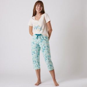 Blancheporte 3/4 pyžamové kalhoty s potiskem květin bledě modrá 50 obraz