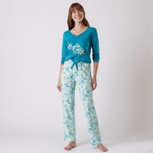 Blancheporte Pyžamové kalhoty s potiskem květin bledě modrá 54 obraz