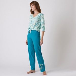 Blancheporte Pyžamové kalhoty s potiskem "Jardin secret" smaragdová 54 obraz