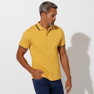 Blancheporte Polo tričko s pruhovaným límečkem z piké úpletu, s krátkými rukávy žlutá 147/156 (5XL) obraz