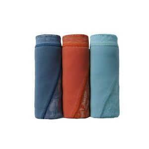 Blancheporte Sada 3 kalhotek maxi z pružné bavlny s krajkou oranžová+modrá+tyrkysová 54/56 obraz