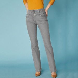 Blancheporte Bootcut džíny s vysokým pasem, vnitř. délka nohavic 78 cm šedá 52 obraz