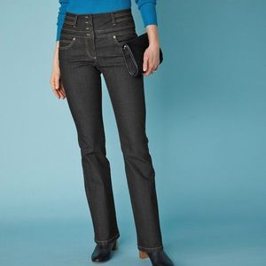 Blancheporte Bootcut džíny s vysokým pasem, vnitř. délka nohavic 78 cm černá 52 obraz