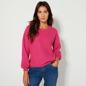 Blancheporte Jednobarevný pulovr s lodičkovým výstřihem a dlouhými rukávy růžová 54 obraz