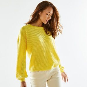 Blancheporte Jednobarevný pulovr s lodičkovým výstřihem a dlouhými rukávy žlutá 54 obraz