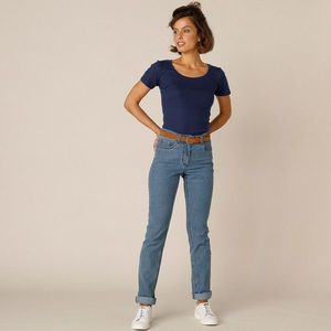 Blancheporte Jednobarevné tričko s krátkými rukávy, bio bavlna nám.modrá 54 obraz