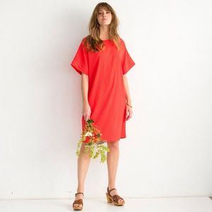 Blancheporte Rovné jednobarevné šaty se strukturou oranžová 58 obraz