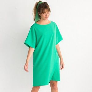 Blancheporte Rovné jednobarevné šaty se strukturou zelená 52 obraz