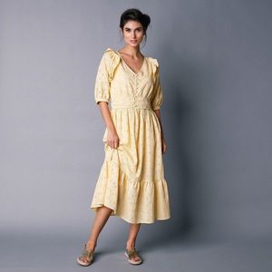 Blancheporte Šaty s anglickou výšivkou žlutá 52 obraz