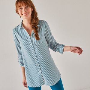 Blancheporte Prodloužená košile z krepu, proužkovaná modrá/bílá 56 obraz