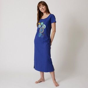 Blancheporte Dlouhá noční košile s motivem rozet a krátkými rukávy modrá 58 obraz