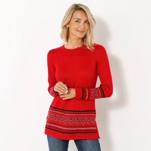 Blancheporte Tunikový pulovr se žakárovým vzorem červená 38/40 obraz