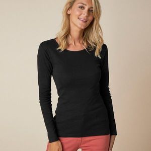 Blancheporte Jednobarevné tričko s dlouhými rukávy, z bio bavlny černá 46/48 obraz