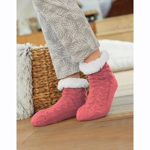 Blancheporte Bačkorové ponožky s copánkovým vzorem a protiskluzovou úpravou růžová 40/41 obraz