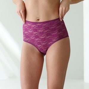 Blancheporte Sada 2 kalhotek supermaxi ze strečové krajky purpurová+lila 50/52 obraz
