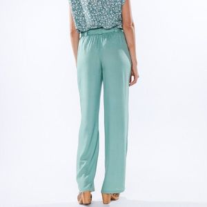 Blancheporte Jednobarevné široké kalhoty s páskem zelená 54 obraz