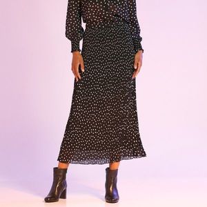 Blancheporte Voálová plisovaná sukně s potiskem puntíků, recyklovaný polyester černá/režná 54 obraz