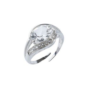 Blancheporte Nastavitelný stříbrný prsten s křišťály a oválným kamínkem stříbrná uni obraz