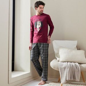 Blancheporte Pyžamo s kalhotami a potiskem "pes" bordó/šedá 127/136 (3XL) obraz