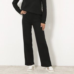 Blancheporte Rovné kalhoty z česaného úpletu s pružným pasem černá 54 obraz
