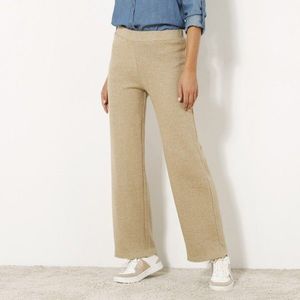 Blancheporte Rovné kalhoty z česaného úpletu s pružným pasem béžový melír 54 obraz