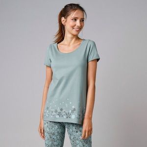 Blancheporte Pyžamové tričko s krátkými rukávy a potiskem na spodním lemu khaki 42/44 obraz