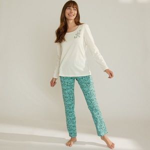 Blancheporte Pyžamové kalhoty s potiskem květin bledě modrá 38/40 obraz