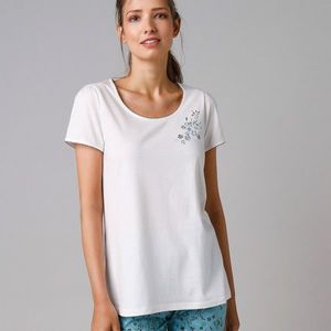 Blancheporte Pyžamové tričko s krátkými rukávy a středovým potiskem květin režná 42/44 obraz