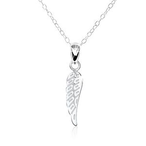 Stříbrný 925 náhrdelník - jemně gravírované ploché andělské křídlo obraz