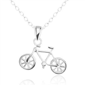 Stříbrný náhrdelník 925, detailně vyřezávaný přívěsek ve tvaru bicyklu obraz