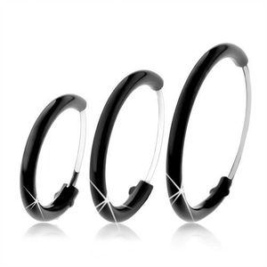 Kruhové náušnice ze stříbra 925 pokryté černou glazurou, různé velikosti - Průměr: 10 mm obraz
