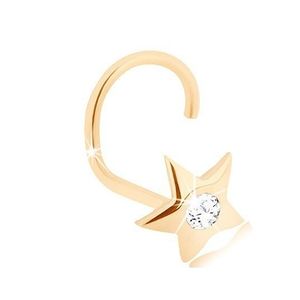 Zlatý 14K piercing do nosu - blýskavá hvězdička s broušeným diamantem obraz