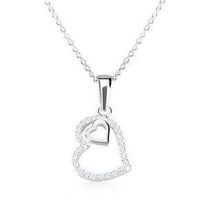 Stříbrný 925 náhrdelník - obrys nepravidelného srdce se zirkony, srdíčko obraz