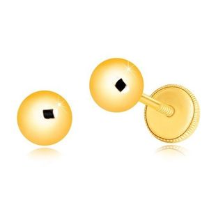 Náušnice ze žlutého zlata 585 - jednoduchá zrcadlově lesklá kulička, 5 mm obraz