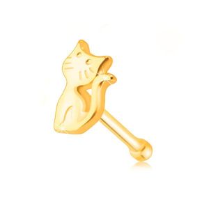 Piercing do nosu ze žlutého zlata 585 - kočička se zvednutým ocáskem obraz