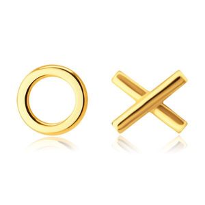 Náušnice ze 14K žlutého zlata - symbol "XO" - objetí a polibky, puzetky obraz