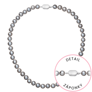 Evolution Group Perlový náhrdelník z říčních perel se zapínáním z bílého 14 karátového zlata 822028.3/9269B grey obraz